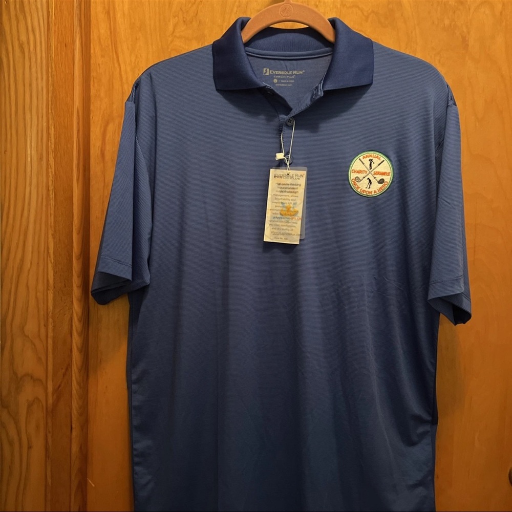 Premium Blue Stripe Polo Shirt w/EVR-dri
